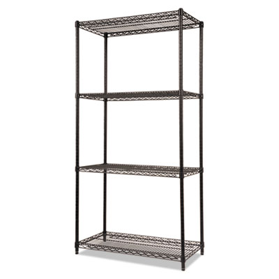 Complete Wire Shelving Unit Black 72&quot;Hx18&quot;DX36&quot;W Includes