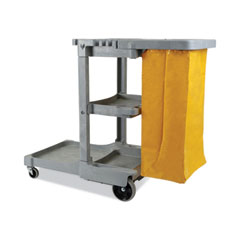 Janitor&#39;s Cart, Three-Shelf,  22wx44dx38h, Gray