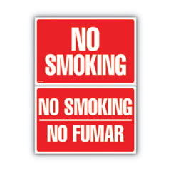 Two-Sided Signs, No Smoking/No  Fumar, 8&quot;x12&quot;, Red