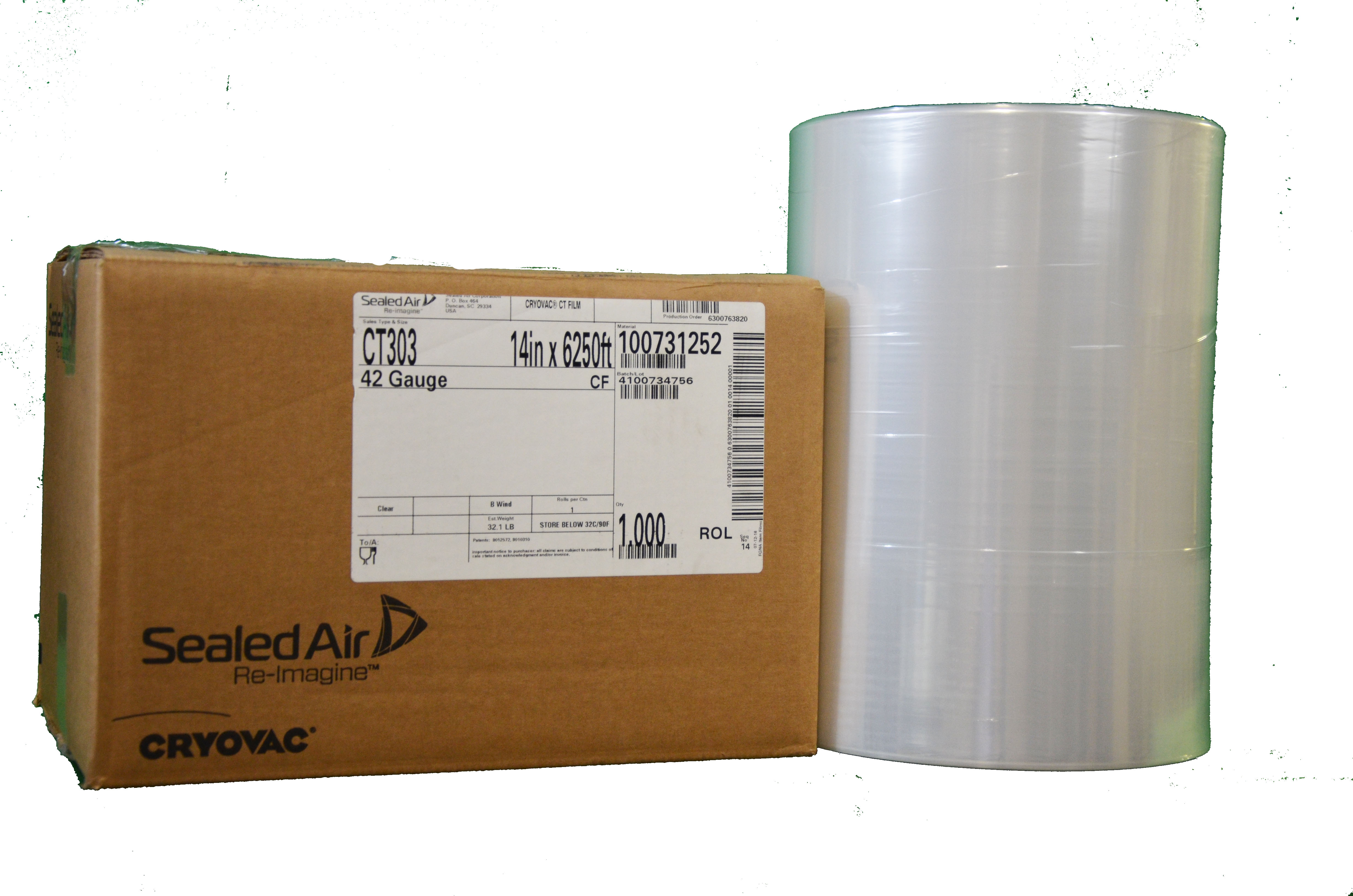 *Shrink Film Cryovac CT303 14&quot;x6250&#39; 42Gauge Centerfold