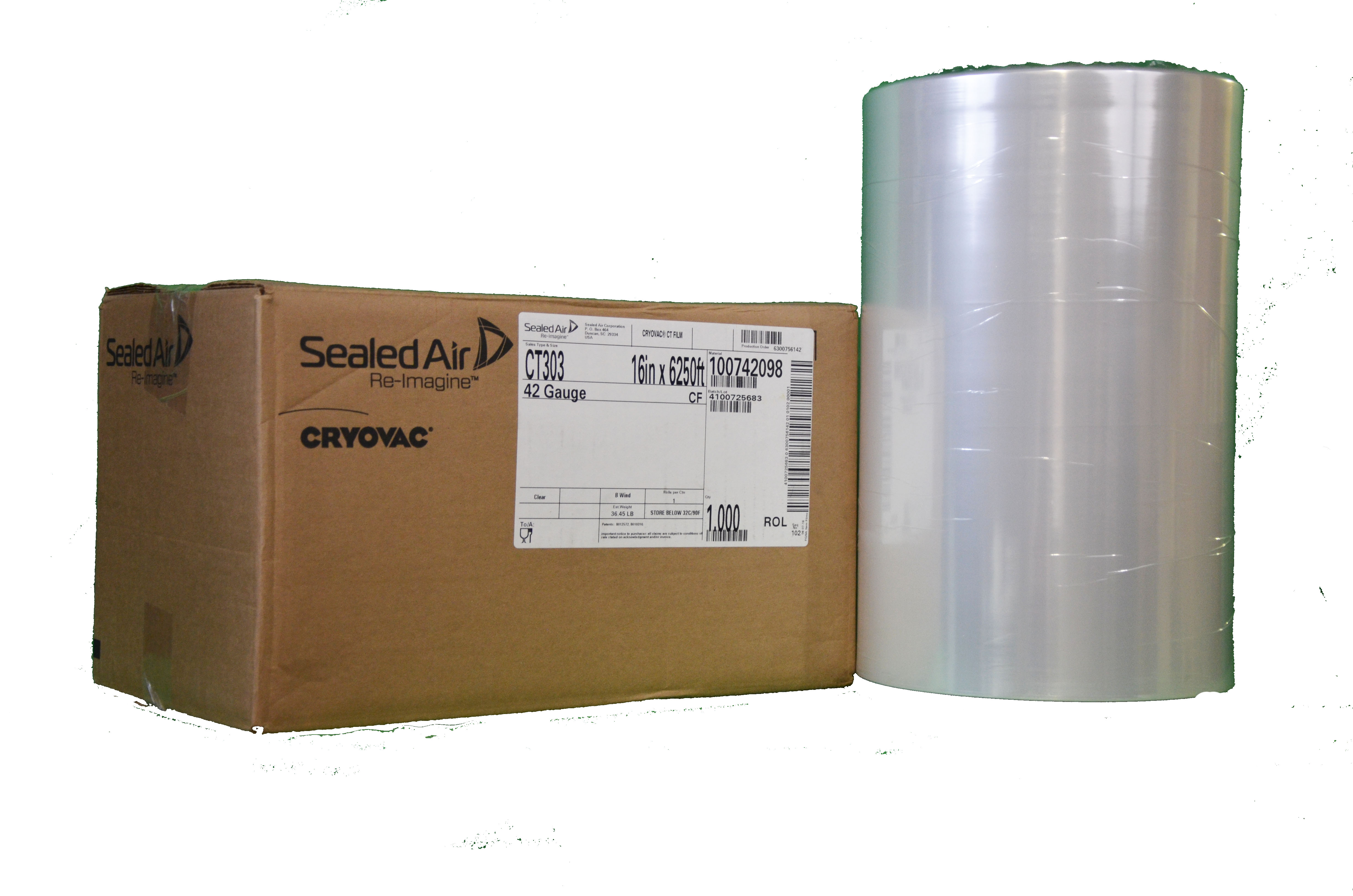 *Shrink Film Cryovac CT303 16&quot;x6250&#39; 42Gauge Centerfold