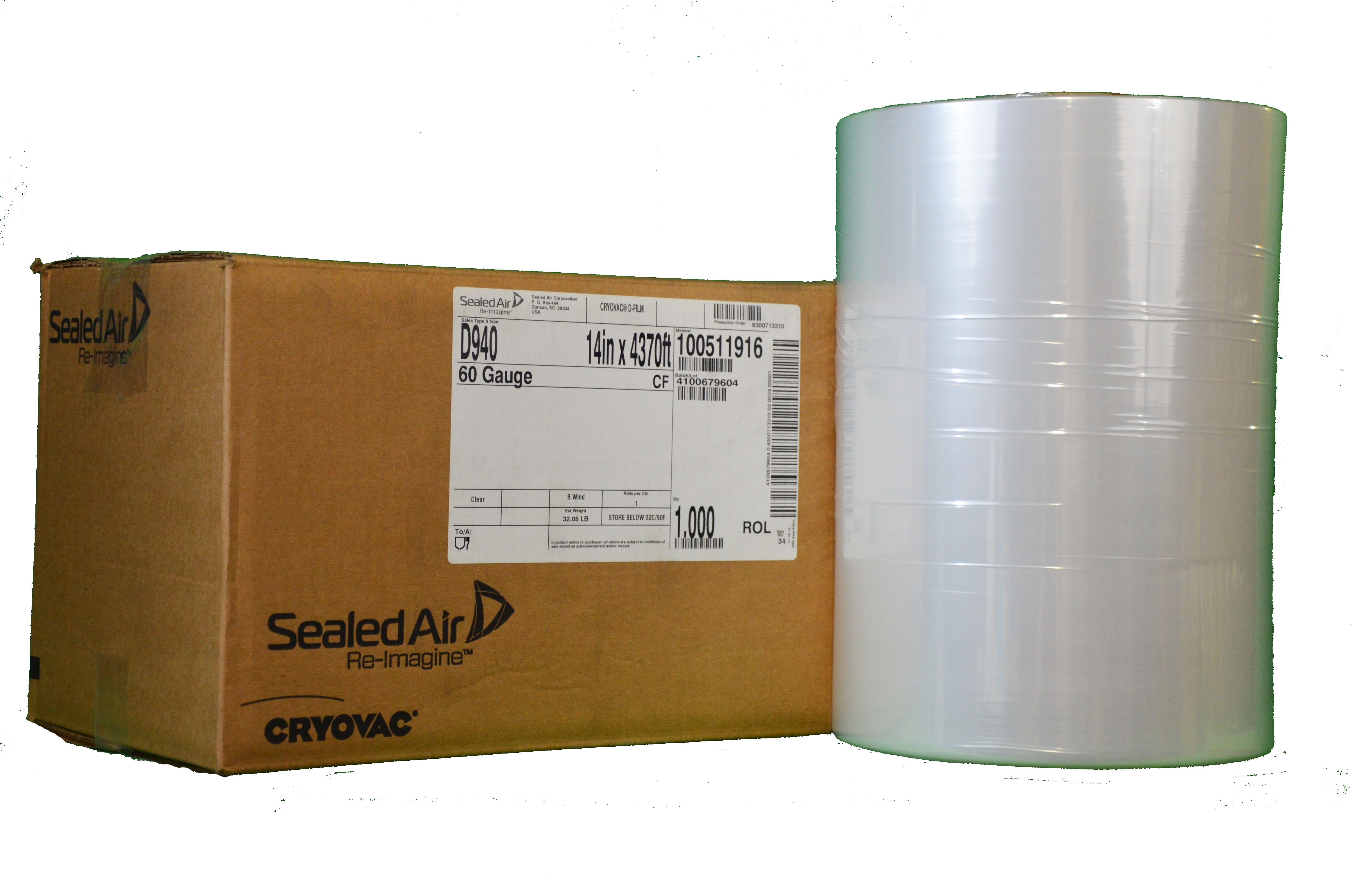 *Shrink Film Cryovac D940 14&quot;x4370&#39; 60G Centerfold     