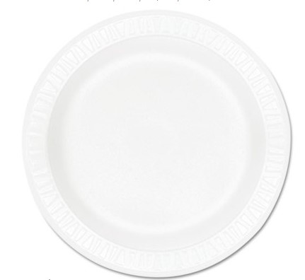 Dart Concorde Foam Plate, 9&quot;  White 125EA/PACK 4PACKS/CS