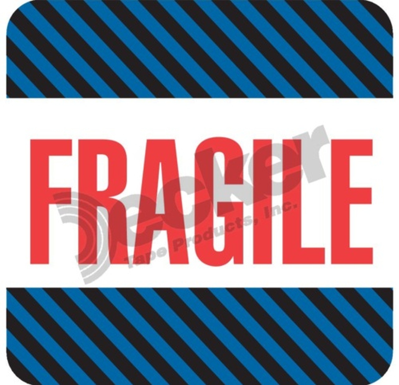 4&quot;x4&quot; Fragile Label White  w/Red and Blue Ink 500/ROLL