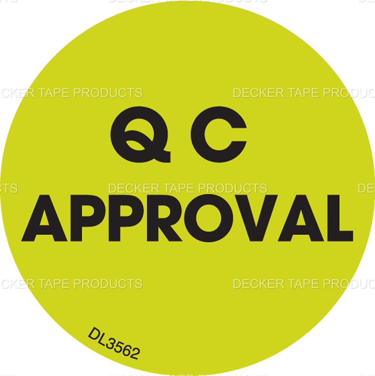 Inventory Control Label &quot;QC APPROVAL&quot; Fluorescent Green 2&quot; 