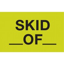 Inventory Control Label &quot;SKID OF&quot; Fluorescent Green 3&quot;x5&quot;