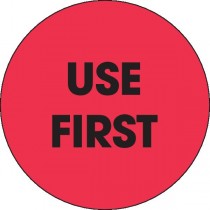 Inventory Control Label &quot;USE FIRST&quot; Flourescent Red 2&quot;