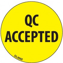 Inventory Control Label &quot;QC ACCEPTED&quot; Bright Yellow 2&quot;