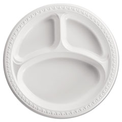 Heavyweight Plastic  3-Compartment Plates, 10.25&quot; 