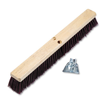 Push Broom 24&quot;-Stiff Bristle Poly Fiber Hard Wood Block