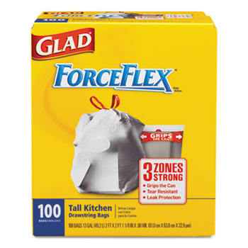 Glad &quot;ForceFlex&quot; Drawstring Kitchen Bags 13GAL 24&quot;X28&quot;