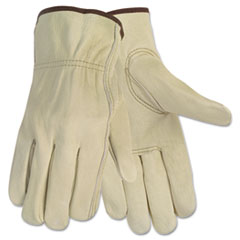 MCR SAFETY Economy Leather Driver Gloves, Large, Beige,