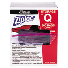 Ziploc Double Zipper Plastic Quart Storage Bag, 1.75 mil, 