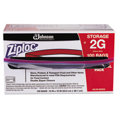 SC JOHNSON Double Zipper Storage Bags, 2 gal, 1.75