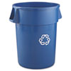Brute 44 Gallon Blue Round Container, &quot;We Recycle&quot;