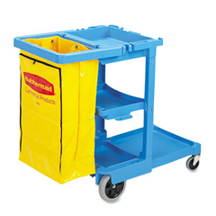 Janitor Cart Blue With Yellow Vinyl Bag