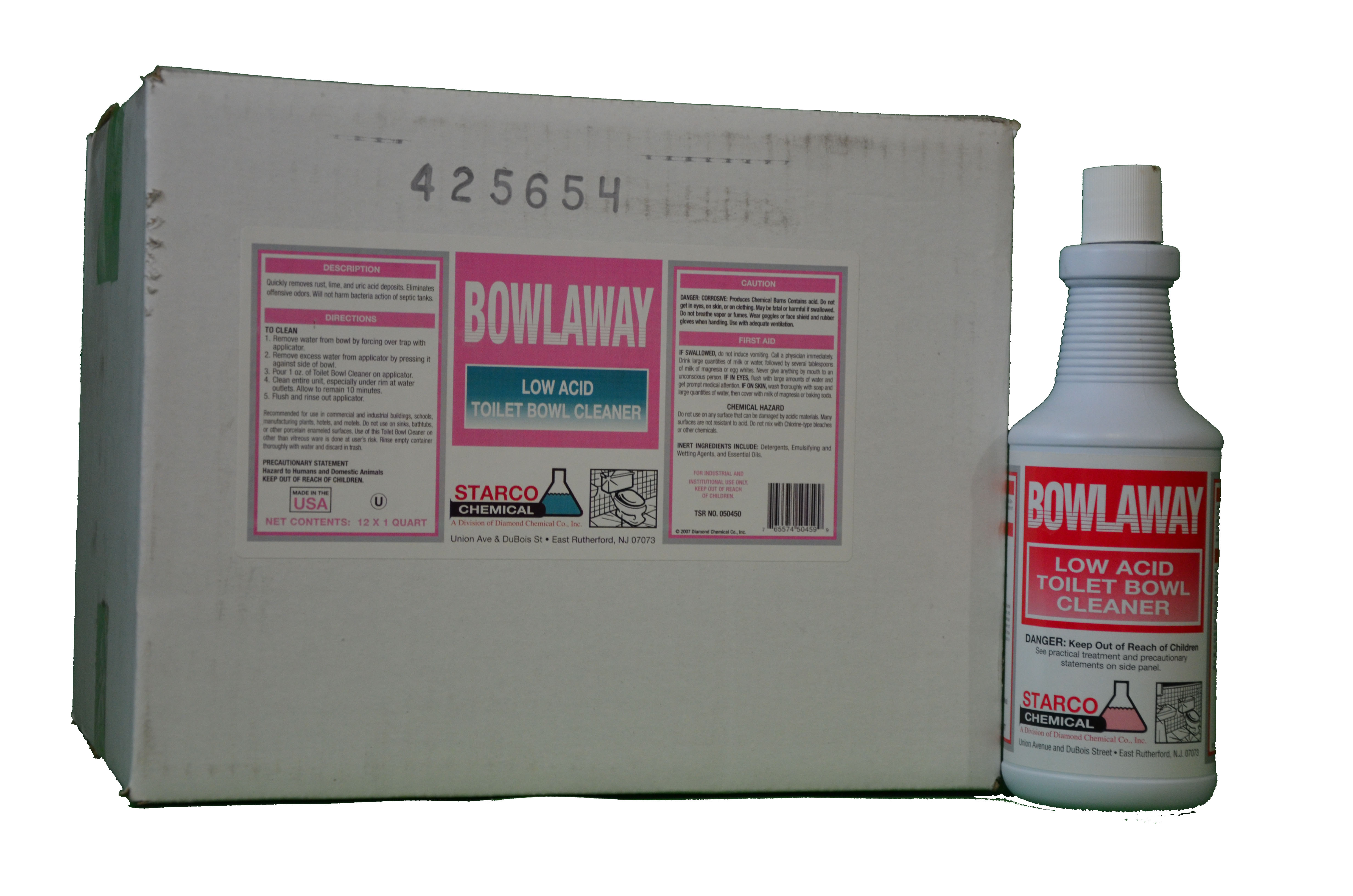 Bowlaway Toilet Bowl Cleaner- Low Acid 12QTS/CASE