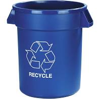 Carlisle Bronco 32GAL Round  Trash Can Recycle Blue