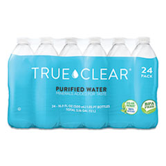 True Clear Purified Bottled  Water, 16.9 oz bottle, 24 
