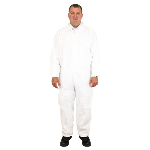Coverall, White Breathable Microporous , Elastic Wrists