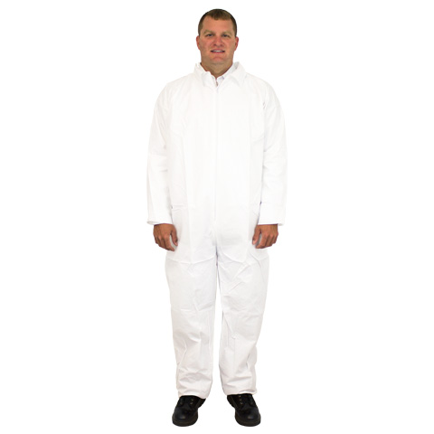 Coverall, White Breathable Microporous , Elastic Wrists