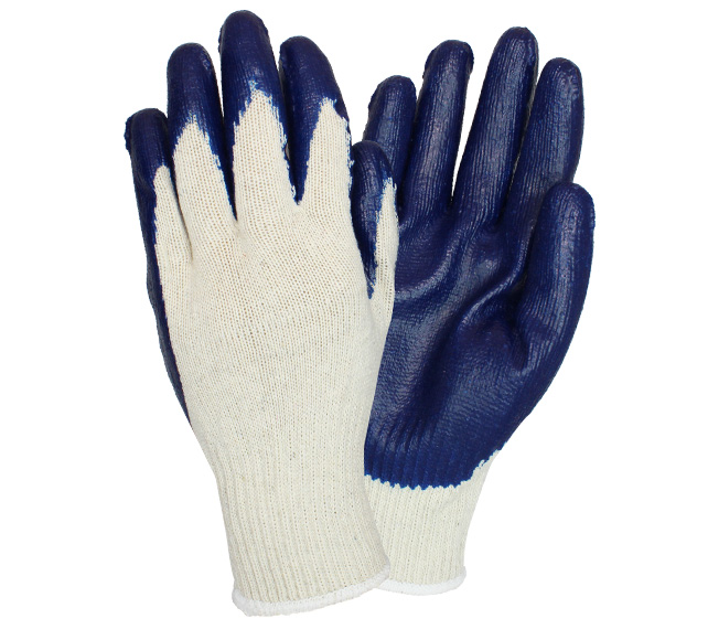 Blue/Natural Coated Knit Gloves- Medium 18DZ/CS