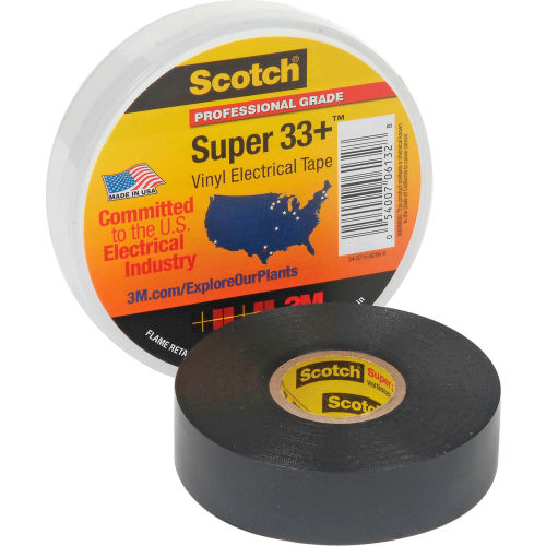 3M 33+ Electrical Tape,  3/4&quot;x76&#39;, Black, 7MIL