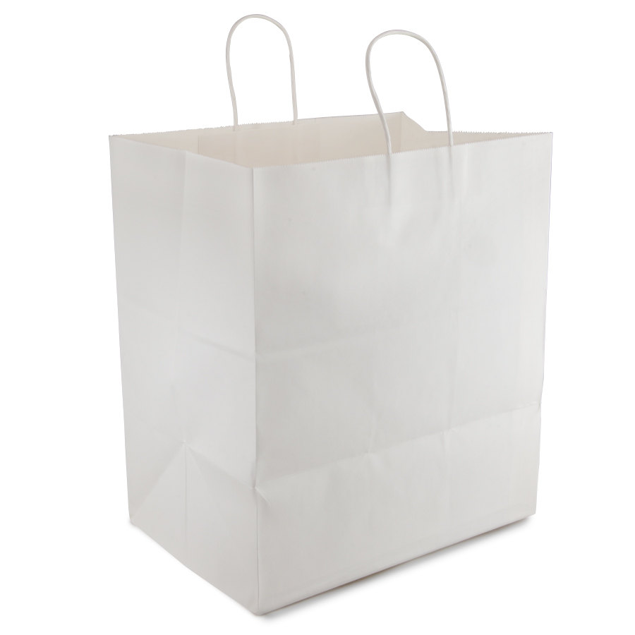 #84598 White Shopping Bag W/Handle Tempo 8&quot;x4.5&quot;x10.25&quot;